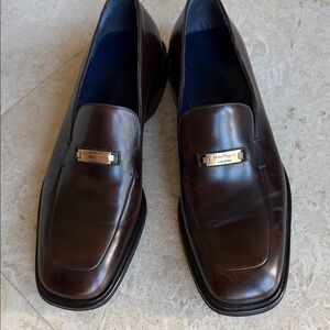 Salvatore Ferragamo Walnut Brown Leather Slip-On Loafers